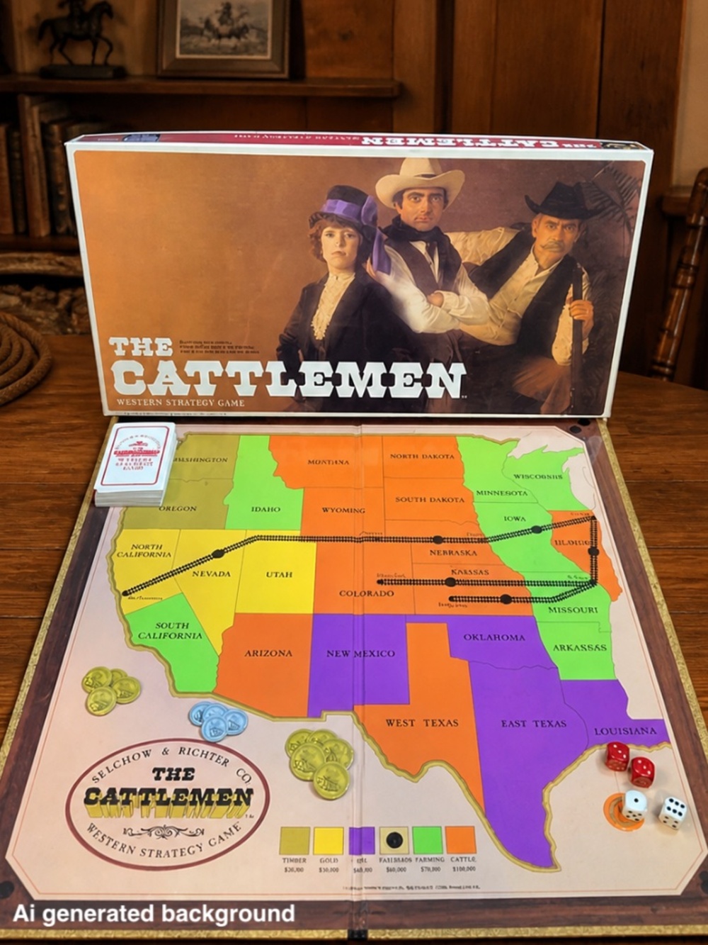 1977 SELCHOW & RIGHTER COMPANY “The Cattlemen” Western Strategy Game